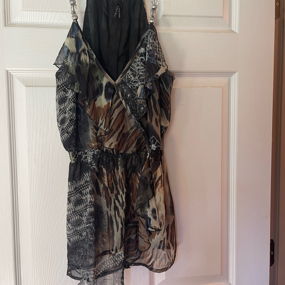 Animal Print Sheer Halter Dress